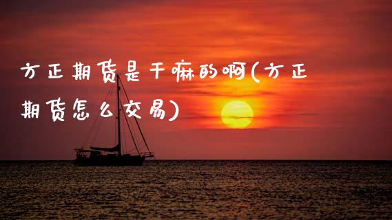 方正期货是啊(方正期货怎么交易)