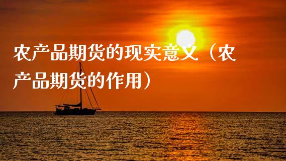 农产品期货的现实意义（农产品期货的作用）
