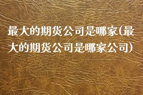 最大的期货公司是哪家(最大的期货公司是哪家公司)