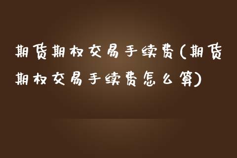 期货期权交易手续费(期货期权交易手续费怎么算)