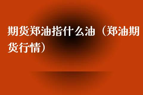 期货郑油指什么油（郑油期货行情）