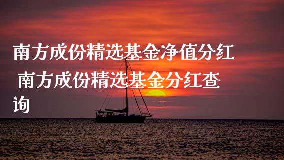 南方成份精选基金净值分红 南方成份精选基金分红查询