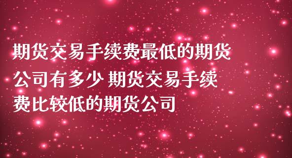 期货交易手续费最低的期货公司有多少 期货交易手续费比较低的期货公司_https://www.dglong8.com_理财百科_第1张