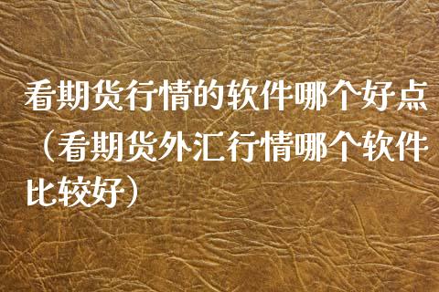 看期货行情的软件哪个好点（看期货外汇行情哪个软件比较好）