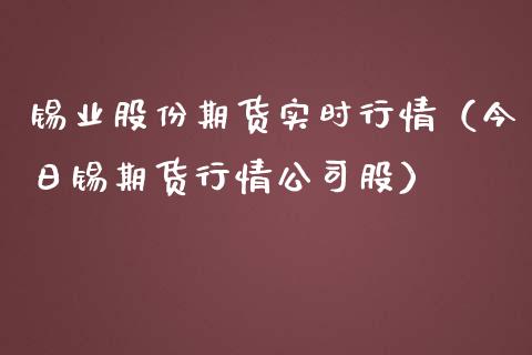 锡业股份期货实时行情（今日锡期货行情公司股）