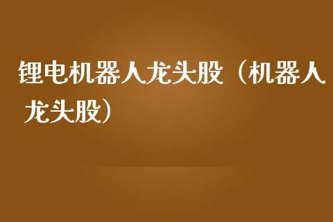 锂电机器人龙头股（机器人 龙头股）
