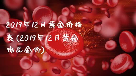 2019年12月黄金价格表(2019年12月黄金饰品金价)
