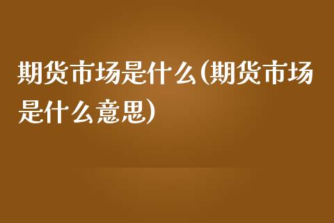 期货市场是什么(期货市场是什么意思)