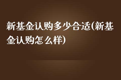 新基金认购多少合适(新基金认购怎么样)