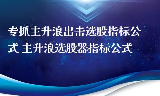 专抓主升浪出击选股指标公式 主升浪选股器指标公式