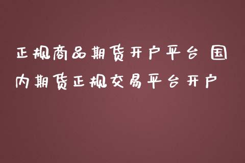 正规商品期货开户平台 国内期货正规交易平台开户