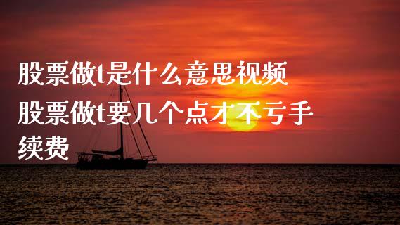 股票做t是什么意思视频 股票做t要几个点才不亏手续费_https://www.dglong8.com_股票理财_第1张