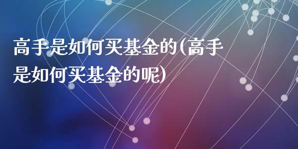 高手是如何买基金的(高手是如何买基金的呢)