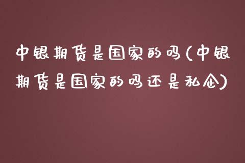 中银期货是国家的吗(中银期货是国家的吗还是私企)