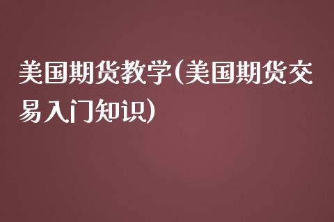 美国期货教学(美国期货交易入门知识)