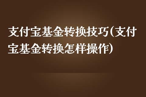 支付宝基金转换技巧(支付宝基金转换怎样操作)