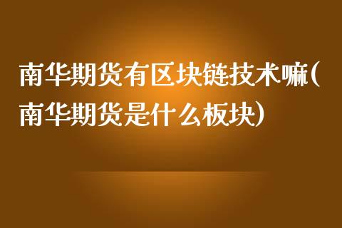 南华期货有区块链技术嘛(南华期货是什么板块)