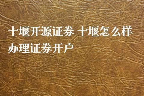 十堰开源证券 十堰怎么样办理证券开户