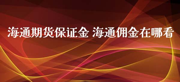 海通期货保证金 海通佣金在哪看