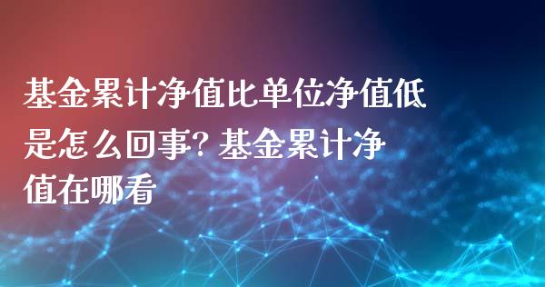 基金累计净值比单位净值低是怎么回事? 基金累计净值在哪看_https://www.dglong8.com_基金理财_第1张