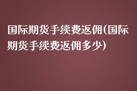 国际期货手续费返佣(国际期货手续费返佣多少)