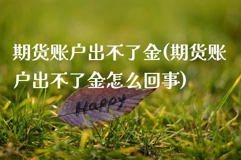 期货账户出不了金(期货账户出不了金怎么回事)