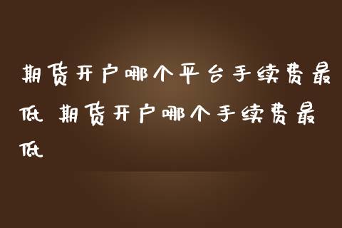 期货开户哪个平台手续费最低 期货开户哪个手续费最低