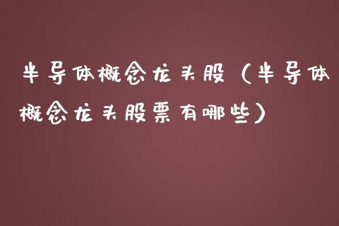 半导体概念龙头股（半导体概念龙头股票有哪些）