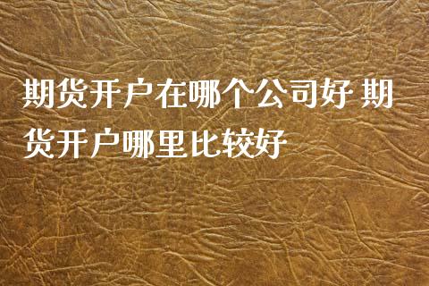 期货开户在哪个公司好 期货开户哪里比较好