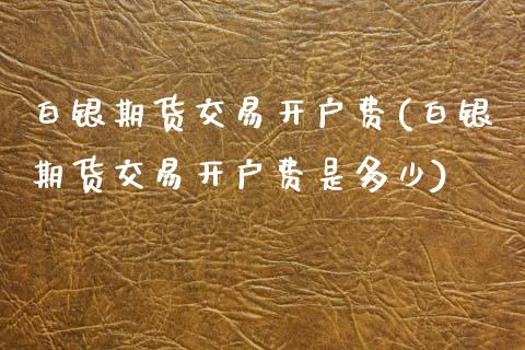 白银期货交易开户费(白银期货交易开户费是多少)