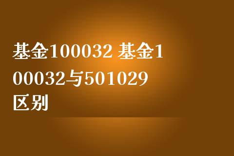 基金100032 基金100032与501029区别
