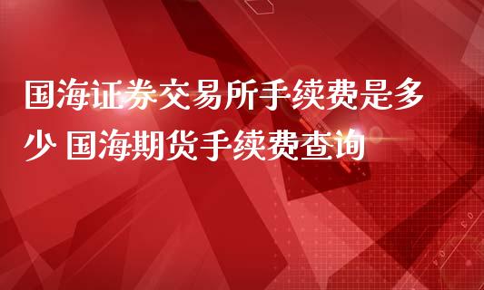 国海证券交易所手续费是多少 国海期货手续费查询