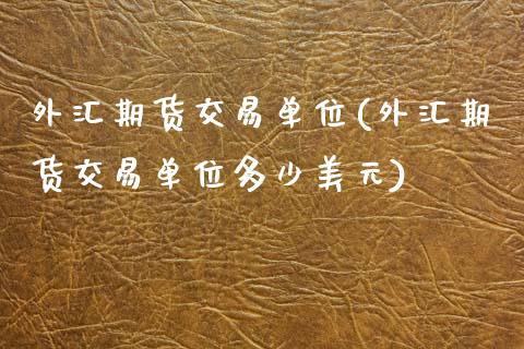 外汇期货交易单位(外汇期货交易单位多少美元)
