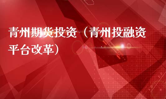 青州期货投资（青州投融资平台）