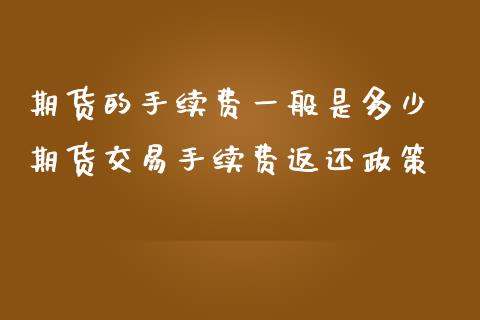 期货的手续费一般是多少 期货交易手续费返还政策