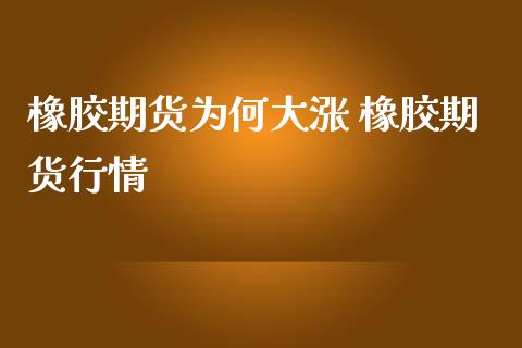 橡胶期货为何大涨 橡胶期货行情