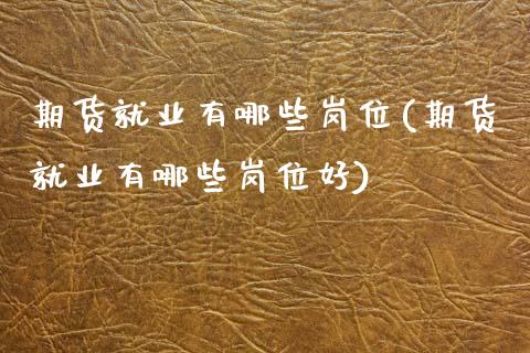 期货就业有哪些岗位(期货就业有哪些岗位好)