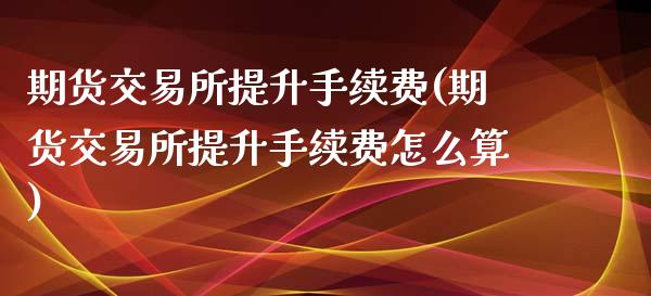 期货交易所提升手续费(期货交易所提升手续费怎么算)