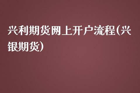 兴利期货网上开户流程(兴银期货)