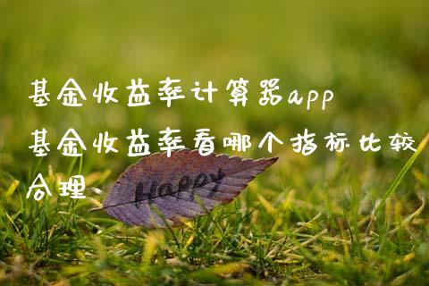 基金收益率计算器app 基金收益率看哪个指标比较合理