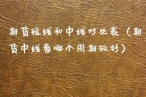 期货短线和中线对比表（期货中线看哪个周期较好）