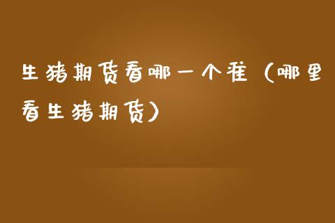 生猪期货看哪一个准（哪里看生猪期货）