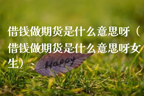 借钱做期货是什么意思呀（借钱做期货是什么意思呀）