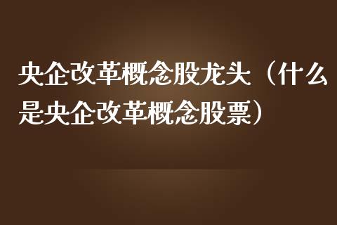 央企概念股龙头（什么是央企概念股票）