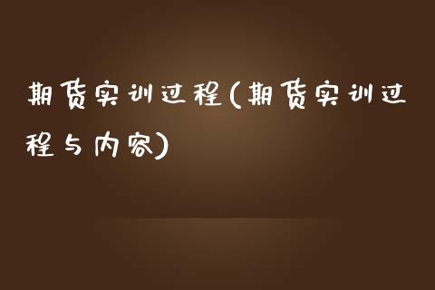 期货实训过程(期货实训过程与内容)_https://www.dglong8.com_期货理财_第1张