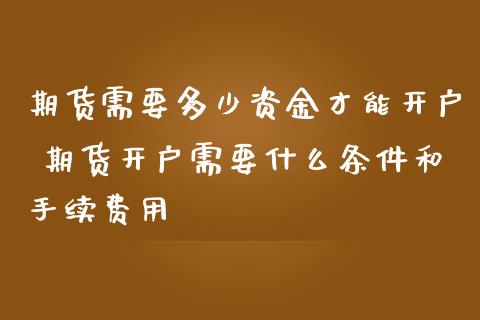 期货需要多少资金才能开户 期货开户需要什么条件和手续费用
