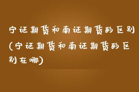 宁证期货和南证期货的区别(宁证期货和南证期货的区别在哪)