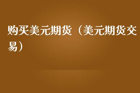 购买美元期货（美元期货交易）