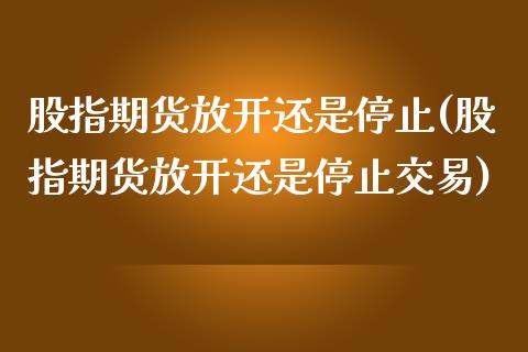 股指期货放开还是停止(股指期货放开还是停止交易)