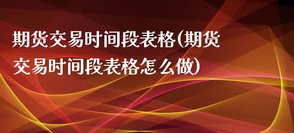 期货交易时间段表格(期货交易时间段表格怎么做)